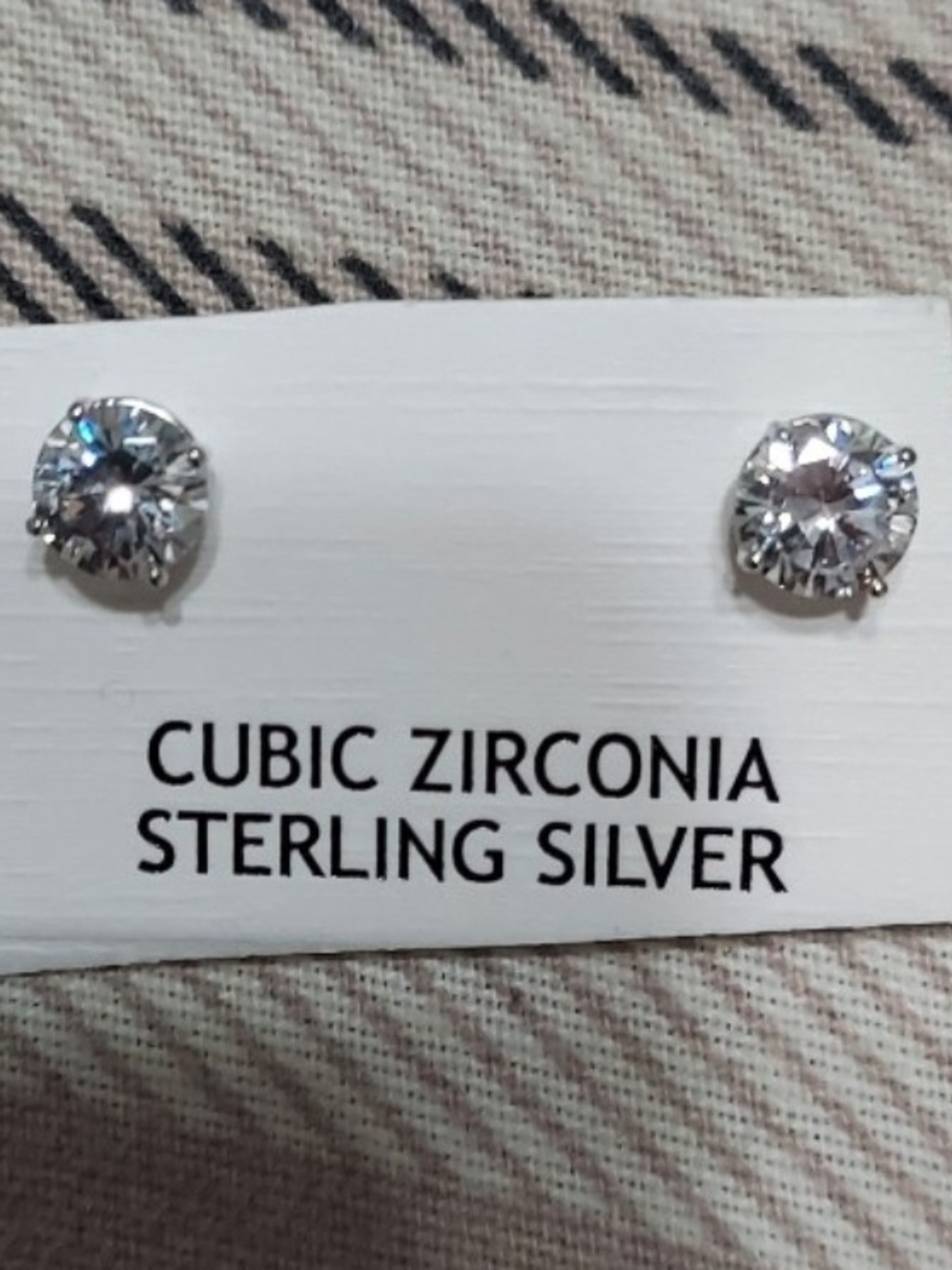 Sterling Silver Clear Cubic Zirconia Stud Earrings